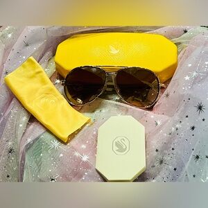 SWAROVSKI SK338 33F Rose Gold Aviator Metal Sunglasses Frame 57-13-135